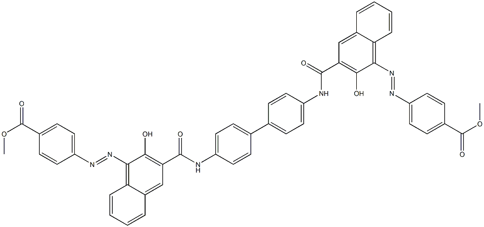 4,4'-Bis[1-[[4-(methoxycarbonyl)phenyl]azo]-2-hydroxy-3-naphthoylamino]biphenyl Struktur