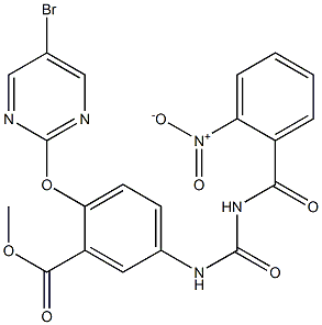 1-(2-Nitrobenzoyl)-3-[4-[(5-bromo-2-pyrimidinyl)oxy]-3-methoxycarbonylphenyl]urea Struktur