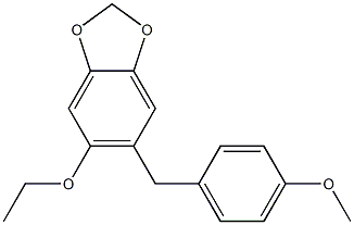 5-Ethoxy-6-(4-methoxybenzyl)-1,3-benzodioxole Struktur