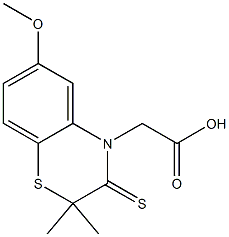 6-Methoxy-2,2-dimethyl-2,3-dihydro-3-thioxo-4H-1,4-benzothiazine-4-acetic acid Struktur