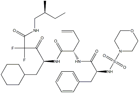 (4S)-4-[(S)-2-(N-Morpholinosulfonyl-L-phenylalanylamino)-4-pentenoylamino]-5-cyclohexyl-2,2-difluoro-3-oxo-N-[(S)-2-methylbutyl]pentanamide Struktur