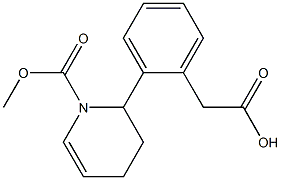 2-[2-(Hydroxycarbonylmethyl)phenyl]-1,2,3,4-tetrahydropyridine-1-carboxylic acid methyl ester Struktur