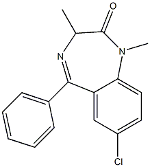 1,3-Dimethyl-5-phenyl-7-chloro-1,3-dihydro-2H-1,4-benzodiazepine-2-one Struktur