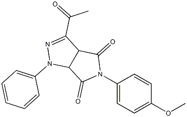 1,3a,4,5,6,6a-Hexahydro-3-acetyl-4,6-dioxo-5-(4-methoxyphenyl)-1-(phenyl)pyrrolo[3,4-c]pyrazole Struktur