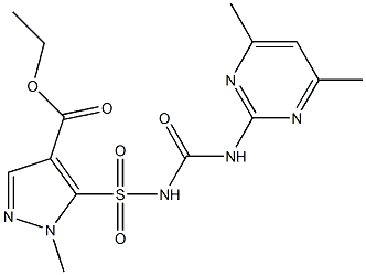 5-(4,6-Dimethyl-2-pyrimidinylaminocarbonylsulfamoyl)-1-methyl-1H-pyrazole-4-carboxylic acid ethyl ester Struktur