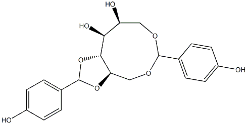 1-O,6-O:2-O,3-O-Bis(4-hydroxybenzylidene)-L-glucitol Struktur