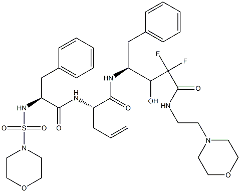 (4S)-4-[(S)-2-(N-Morpholinosulfonyl-L-phenylalanylamino)-4-pentenoylamino]-2,2-difluoro-3-hydroxy-5-phenyl-N-(2-morpholinoethyl)pentanamide Struktur