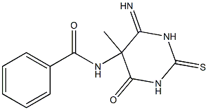 5-Benzoylamino-1,2,5,6-tetrahydro-6-imino-5-methyl-2-thioxopyrimidin-4(3H)-one Struktur