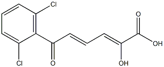 (2Z,4E)-2-Hydroxy-6-(2,6-dichlorophenyl)-6-oxo-2,4-hexadienoic acid Struktur