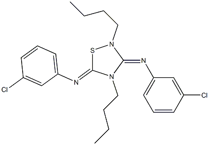 2,4-Dibutyl-3,5-bis[(3-chlorophenyl)imino]-1,2,4-thiadiazolidine Struktur