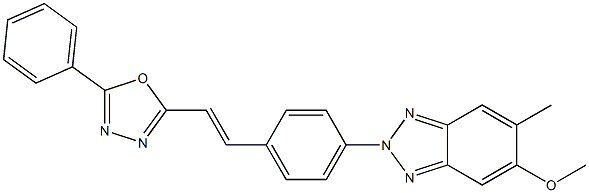 2-[4-(5-Methoxy-6-methyl-2H-benzotriazol-2-yl)styryl]-5-phenyl-1,3,4-oxadiazole Struktur