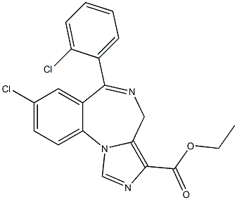 6-(2-Chlorophenyl)-8-chloro-4H-imidazo[1,5-a][1,4]benzodiazepine-3-carboxylic acid ethyl ester Struktur