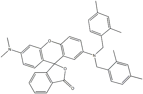 3'-(Dimethylamino)-7'-[bis(2,4-dimethylbenzyl)amino]spiro[isobenzofuran-1(3H),9'-[9H]xanthen]-3-one Struktur