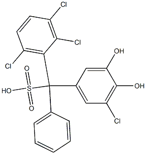 (5-Chloro-3,4-dihydroxyphenyl)(2,3,6-trichlorophenyl)phenylmethanesulfonic acid Struktur