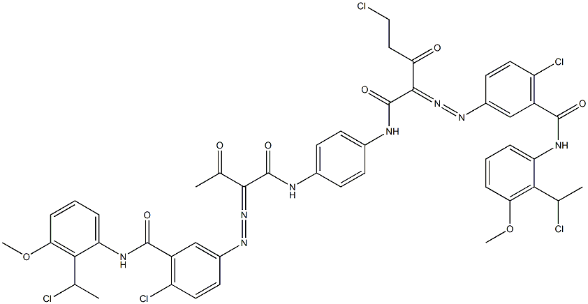 3,3'-[2-(Chloromethyl)-1,4-phenylenebis[iminocarbonyl(acetylmethylene)azo]]bis[N-[2-(1-chloroethyl)-3-methoxyphenyl]-6-chlorobenzamide] Struktur