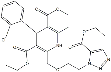 4-(2-Chlorophenyl)-1,4-dihydro-2-[2-(5-ethoxycarbonyl-1H-1,2,3-triazol-1-yl)ethoxymethyl]-6-methylpyridine-3,5-dicarboxylic acid 3-ethyl 5-methyl ester Struktur