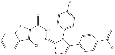 3-Chloro-N'-[(3-(4-chlorophenyl)-4-(4-nitrophenyl)-2,3-dihydrothiazol)-2-ylidene]benzo[b]thiophene-2-carbohydrazide Struktur