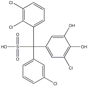 (3-Chlorophenyl)(2,3-dichlorophenyl)(5-chloro-3,4-dihydroxyphenyl)methanesulfonic acid Struktur