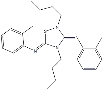 2,4-Dibutyl-3,5-bis[(2-methylphenyl)imino]-1,2,4-thiadiazolidine Struktur