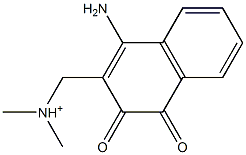 [[(4-Amino-1,2-dihydro-1,2-dioxonaphthalen)-3-yl]methyl]-N,N-dimethylaminium Struktur