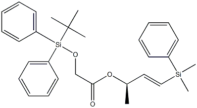 [[Diphenyl(tert-butyl)silyl]oxy]acetic acid (E,R)-1-[dimethyl(phenyl)silyl]-1-buten-3-yl ester Struktur