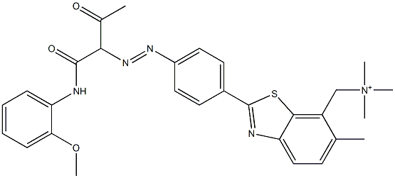 2-[4-[[1-[(2-Methoxyphenyl)carbamoyl]-2-oxopropyl]azo]phenyl]-6,N,N,N-tetramethylbenzothiazole-7-methanaminium Struktur