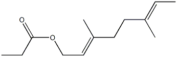 Propionic acid 3,6-dimethyl-2,6-octadienyl ester Struktur