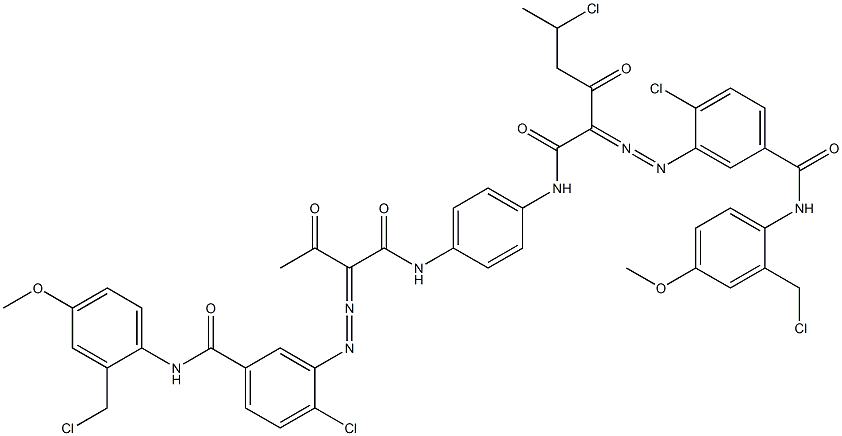 3,3'-[2-(1-Chloroethyl)-1,4-phenylenebis[iminocarbonyl(acetylmethylene)azo]]bis[N-[2-(chloromethyl)-4-methoxyphenyl]-4-chlorobenzamide] Struktur