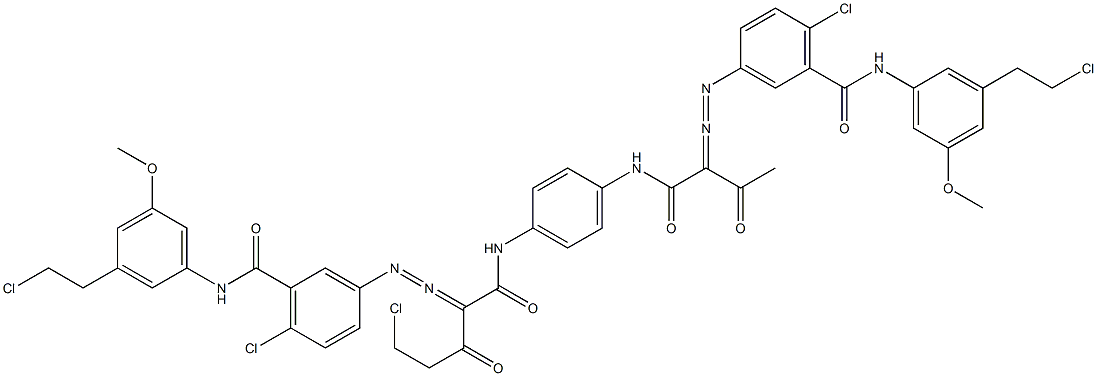 3,3'-[2-(Chloromethyl)-1,4-phenylenebis[iminocarbonyl(acetylmethylene)azo]]bis[N-[3-(2-chloroethyl)-5-methoxyphenyl]-6-chlorobenzamide] Struktur