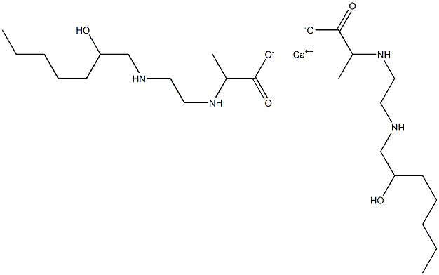 Bis[2-[N-[2-[N-(2-hydroxyheptyl)amino]ethyl]amino]propionic acid]calcium salt Struktur