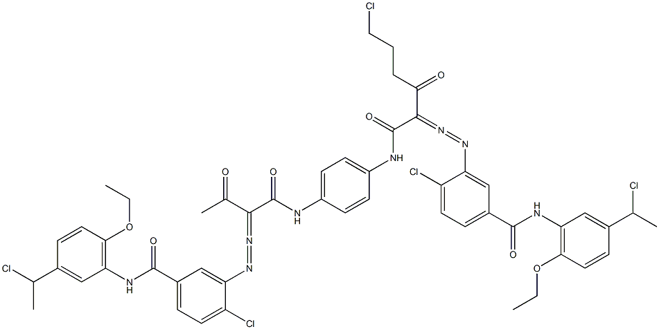 3,3'-[2-(2-Chloroethyl)-1,4-phenylenebis[iminocarbonyl(acetylmethylene)azo]]bis[N-[3-(1-chloroethyl)-6-ethoxyphenyl]-4-chlorobenzamide] Struktur