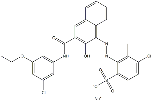 4-Chloro-3-methyl-2-[[3-[[(3-chloro-5-ethoxyphenyl)amino]carbonyl]-2-hydroxy-1-naphtyl]azo]benzenesulfonic acid sodium salt Struktur