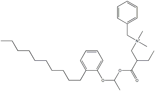 N,N-Dimethyl-N-benzyl-N-[2-[[1-(2-decylphenyloxy)ethyl]oxycarbonyl]butyl]aminium Struktur