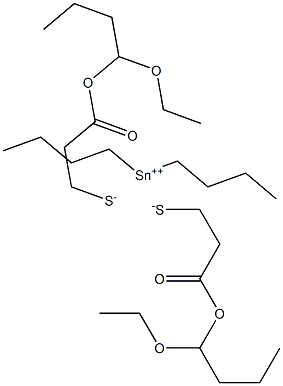 Dibutyltin(IV)bis[3-(1-ethoxybutoxy)-3-oxopropane-1-thiolate] Struktur