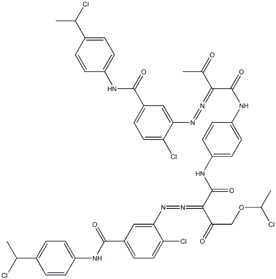 3,3'-[2-[(1-Chloroethyl)oxy]-1,4-phenylenebis[iminocarbonyl(acetylmethylene)azo]]bis[N-[4-(1-chloroethyl)phenyl]-4-chlorobenzamide] Struktur