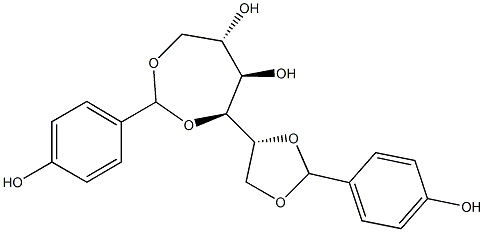 1-O,4-O:5-O,6-O-Bis(4-hydroxybenzylidene)-D-glucitol Struktur