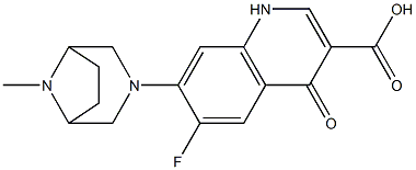 6-Fluoro-1,4-dihydro-4-oxo-7-(8-methyl-3,8-diazabicyclo[3.2.1]octan-3-yl)quinoline-3-carboxylic acid Struktur