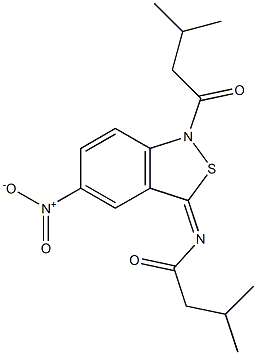 5-Nitro-1-isovaleryl-3(1H)-isovalerylimino-2,1-benzisothiazole Struktur