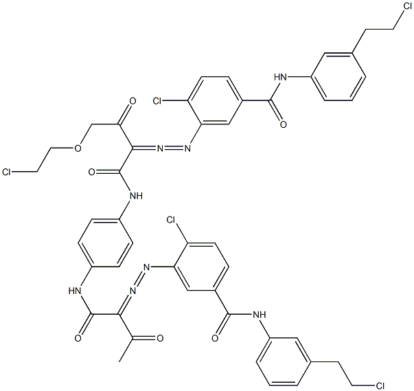 3,3'-[2-[(2-Chloroethyl)oxy]-1,4-phenylenebis[iminocarbonyl(acetylmethylene)azo]]bis[N-[3-(2-chloroethyl)phenyl]-4-chlorobenzamide] Struktur