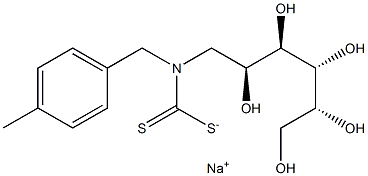 N-(p-Methylbenzyl)-N-[(2S,3R,4R,5R)-2,3,4,5,6-pentahydroxyhexyl]dithiocarbamic acid sodium salt Struktur