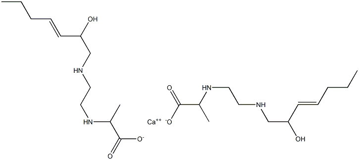 Bis[2-[N-[2-[N-(2-hydroxy-3-heptenyl)amino]ethyl]amino]propionic acid]calcium salt Struktur