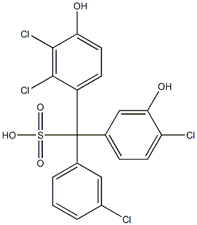 (3-Chlorophenyl)(4-chloro-3-hydroxyphenyl)(2,3-dichloro-4-hydroxyphenyl)methanesulfonic acid Struktur