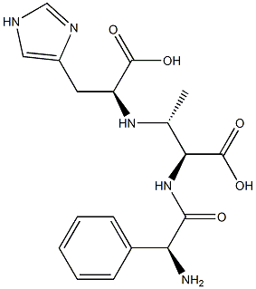 (2S,3R)-2-[(2-Phenyl-L-glycyl)amino]-3-[[(1S)-2-(1H-imidazol-4-yl)-1-carboxyethyl]amino]butyric acid Struktur