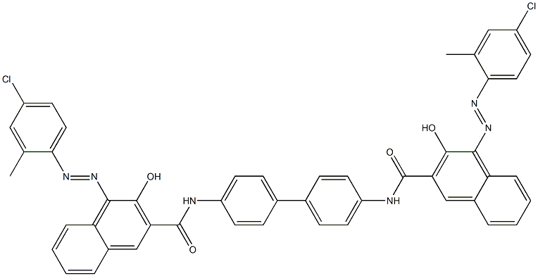 N,N'-(1,1'-Biphenyl-4,4'-diyl)bis[4-[(4-chloro-2-methylphenyl)azo]-3-hydroxy-2-naphthalenecarboxamide] Struktur