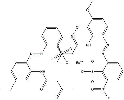 Bis[2-[2-(1,3-dioxobutylamino)-4-methoxyphenylazo]-6-nitrobenzenesulfonic acid]barium salt Struktur