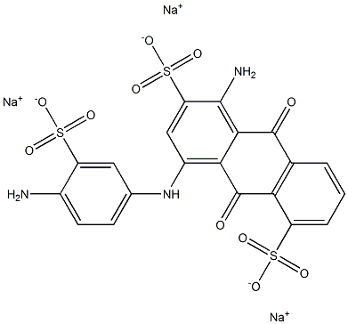 1-Amino-4-(4-amino-3-sulfoanilino)-9,10-dihydro-9,10-dioxoanthracene-2,5-disulfonic acid trisodium salt Struktur