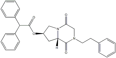 (6S,8R)-4-Phenethyl-8-(diphenylacetyloxy)-1,4-diazabicyclo[4.3.0]nonane-2,5-dione Struktur