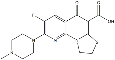 7-Fluoro-1,2-dihydro-8-(4-methyl-1-piperazinyl)-5-oxo-3-thia-9,9b-diaza-5H-benz[e]indene-4-carboxylic acid Struktur