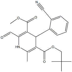 4-(2-Cyano-phenyl)-2-formyl-6-methyl-1,4-dihydropyridine-3,5-dicarboxylic acid 3-methyl 5-neopentyl ester Struktur