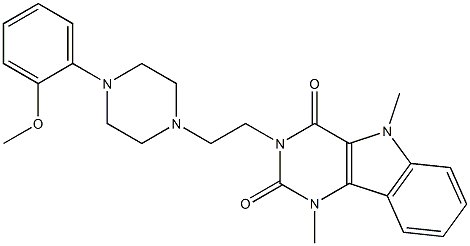 1,5-Dimethyl-3-[2-[4-(2-methoxyphenyl)-1-piperazinyl]ethyl]-1H-pyrimido[5,4-b]indole-2,4(3H,5H)-dione Struktur